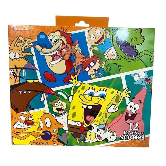 NEW 12 Days Of Socks Nickelodeon Shoe Size 6 - 12 Ankle + Crew NIB Holiday Gift - Picture 1 of 6